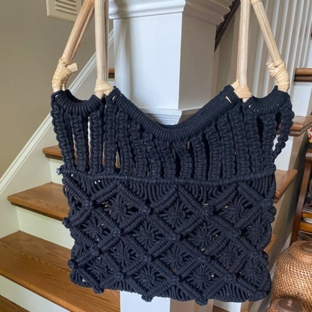 NWOT Anthropologie Black Macreme  Amara Bag